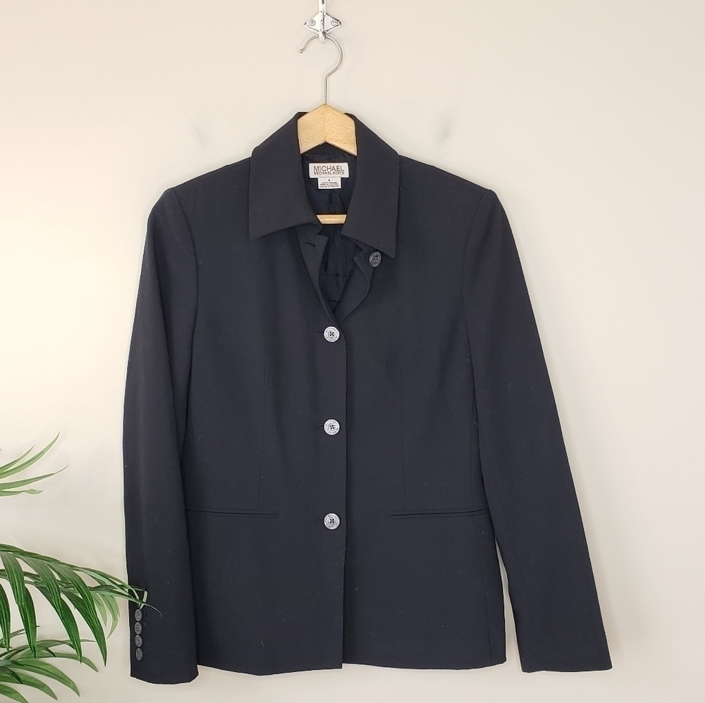 MICHAEL Michael Kors Black Button Jacket Size 4 Classic Wardrobe Staple Office